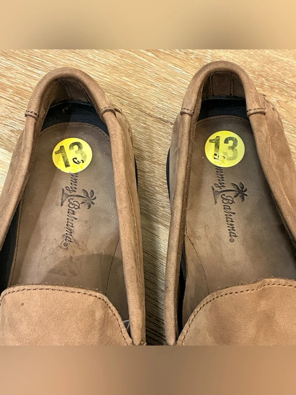 Tommy Bahama Slip-on Loafers Feature A Brushed Olive Brown Leather Men’s 13 M